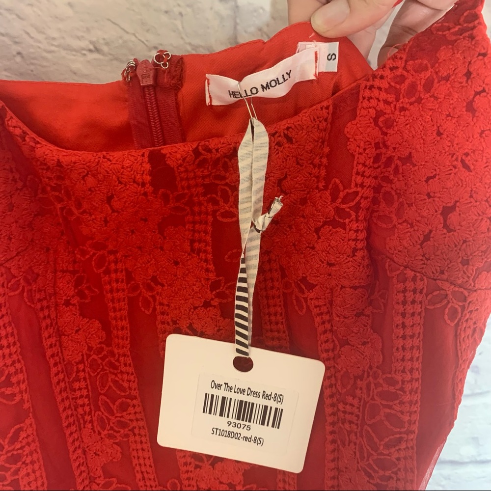 Hello Molly Red Mini Dress with Ruffle Hem - Picture 10 of 15